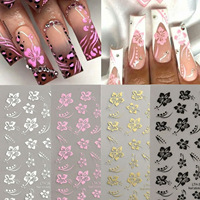 Autocollants pour ongles en PVC ultra fins et autocollants, motif petites fleurs rose doux printemps/été, sans cuisson, longue durée, logo personnalisé