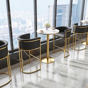 <span class=keywords><strong>Barhocker</strong></span> café restaurant bar table chaise or métal rembourré cuir sièges loisirs tabouret de bar - Product Image 1