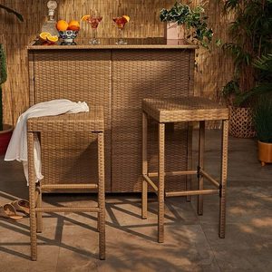 Đồ Nội Thất Ngoài Trời <span class=keywords><strong>Bistro</strong></span> Bảng Thiết Lập Wicker Mây Thanh Thiết Lập Cắt Chiều Cao Thanh Với Cao Top Bảng Và 2 Miếng Ghế, PE Hiện Đại - Product Image 3