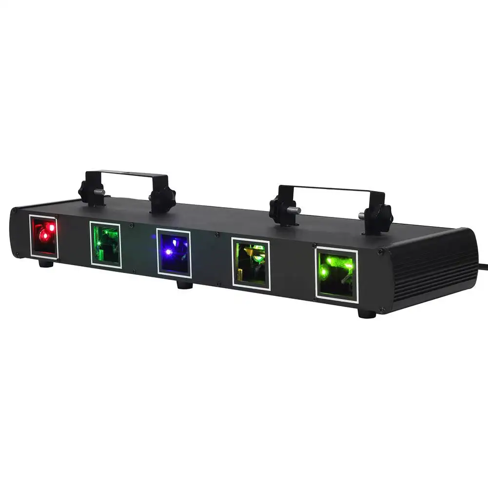 U'king rgbyc luz laser de cinco buracos, iluminação de palco com efeito de 11ch dmx, controle de som para dj club party show