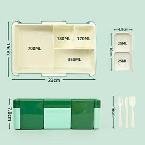 Lonchera Bento de 1400 ml con Cierre Hermético, 4 Compartimentos, Contenedor de Plástico para Almacenamiento de Alimentos, Recipiente para Ensaladas de Viaje - Product Image 3