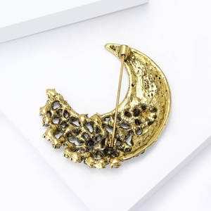 Spilla a Forma di Luna con Strass per Donne, <span class=keywords><strong>Elegante</strong></span> Accessorio per Abiti e Completi, Gioiello da Bavero a Forma di Luna - Product Image 4