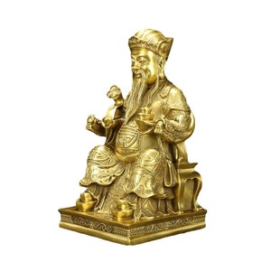 Figura de Cobre del Dios de la Tierra, Fundida a Mano, Estatua Sentada, Decoración de Interiores, Regalo de Año Nuevo Chino - Product Image 4