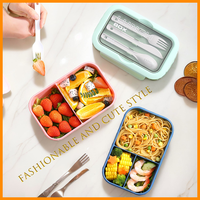 Lonchera Bento de Plástico Apta para Microondas, de Grado Alimenticio, Resistente a Fugas, para Niños
