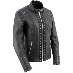 2025 Veste en cuir noir de qualité supérieure pour femmes pour motocyclistes LKL27007 avec doublure zippée petite taille - Product Image 2