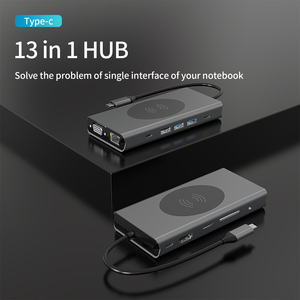 USB-Cハブ タイプC to HDTV+VGA+USB3.0*2+USB2.0+SD+TF+RJ45+オーディオ<span class=keywords><strong>3.5</strong></span>+PD充電+ワイヤレス充電ドッキングステーション（13in1） - Product Image 5
