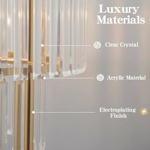 Moderno Supporto per Fiori da Matrimonio a 3 Livelli con Design Sospeso, Decorazione <span class=keywords><strong>in</strong></span> Metallo Dorato e <span class=keywords><strong>Cristallo</strong></span> - Product Image 4