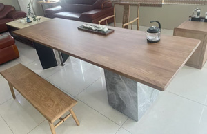 Piani da cucina allungabili a più tavoli e armadi quadrati con piano superiore e mobili in pietra gambe geometriche triangolari con Sidecabinet - Product Image 4
