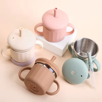 Ensemble d'alimentation pour bébé personnalisé avec logo, couvercle en silicone réutilisable, bol, assiette, cuillère et fourchette en acier inoxydable 304