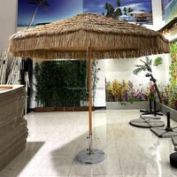 Parasol de jardin rond en gros, parasol de patio en chaume synthétique, tiki, raphia, paille, parasols de plage d'extérieur avec manivelle, inclinaison