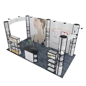 LingTong Hot Sale 10 X 20 Standard Tension Fabric Display Exhibition Clothing Stall Design Expo Trade Show Booth