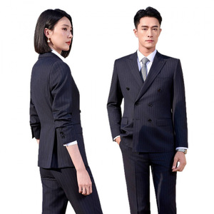 Navy Blue Striped Suit Unisex Professional Workwear Business Commute Spring 2026 Three Quarter Sleeves Polyester - Product Image 5