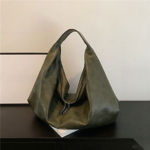 Fashion Women's One Shoulder PU <b>Leather</b> Tote <b>Bags</b> Casual Zipper Closure Simple Style Solid Pattern Letters Decoration <b>Work</b> - Product Image 6