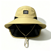 Topi Bucket Kanvas Pelindung Sinar Matahari UPF50+ dengan Pinggiran Lebar, Dapat Disesuaikan, untuk Memancing di Luar Ruangan, Dilengkapi Tali Dagu, Jaring Bernapas, Cocok untuk Hiking Musim Panas