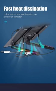 ノート型ライザーホルダーカスタムロゴ9モード付きラップトップスタンドホルダーRGBライト折りたたみ可能デスクトップコンピュータスタンド - Product Image 5