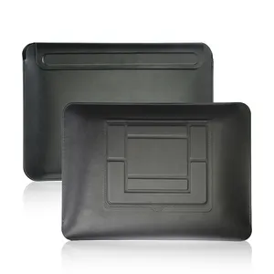 适用于Macbook M1 M2 Air Pro 12/13/14/15英寸的超薄保护性磁性笔记本电脑套筒翻盖聚氨酯皮革支架套和包