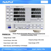Medidor de Energía Digital Trifásico NAPUI PM9833A Clase 0.2, Probador de Parámetros Eléctricos Armónicos, Vatímetro