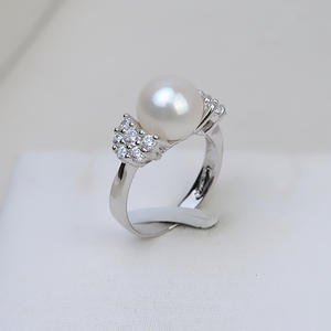 Bague en argent S925 pour femme, réglable, taille 8-12, accessoire DIY avec incrustation de perle vide, 155 anneaux en diamant - Product Image 1