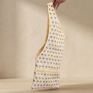 Sac fourre-tout en coton imprimé ananas pour tapis de yoga avec bordure rayée, sac de rangement réutilisable, sac de shopping décontracté et tendance, utilisation toutes saisons - Product Image 4