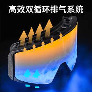 แว่นตาสกีแม่เหล็ก Kapvoe ขนาดเดียว เลนส์ PC สำหรับนักสกีและนักสโนว์บอร์ดทุกคน - Product Image 4