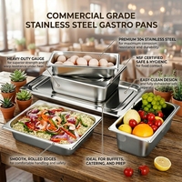 Bac Gastronorme Américain Anti-blocage en Acier Inoxydable 304, Taille 1/2 GN, Robuste et Épaissi, pour Buffet et Bain-marie