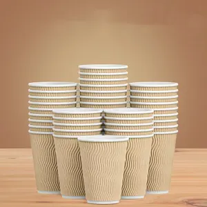 Tazza di carta del caffè caldo della parete dell'ondulazione della manica ondulata eliminabile robusta riciclabile di 100% per la bevanda