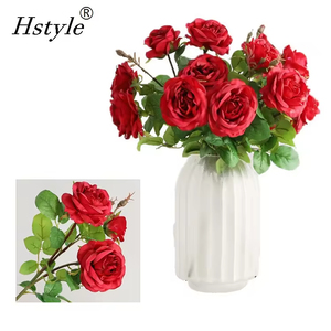 Hstyle Dernière Usine Directe Plutus <span class=keywords><strong>Chat</strong></span> <span class=keywords><strong>Fleur</strong></span> Distributeur Artificiel <span class=keywords><strong>Fleur</strong></span> Pivoines Western <span class=keywords><strong>Blanc</strong></span> Rose Rose Fleurs Artificielles - Product Image 2