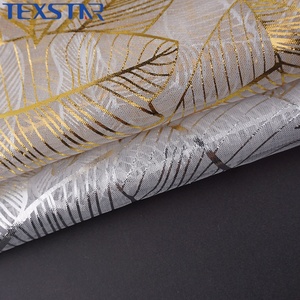 Yeni Moda %100 Polyester Parlak File, Folyo Yaprak Baskılı Sıcak Yaldızlı Tül Kumaş Giyim Parti Eteği - Product Image 1