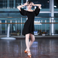 Robe de danse latine pour femmes adultes, nouvelle robe sexy à épaules dénudées, robe de pratique professionnelle GB, robe de performance avancée en soie/coton