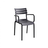 Fauteuil empilable en PP avec dossier à lattes et accoudoirs, chaise de salle à manger moderne pour l'intérieur et l'extérieur, chaise de loisirs pour salon, patio, café