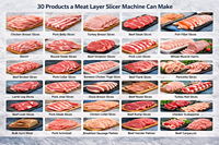 Machine industrielle de découpe de tranches de porc, trancheuse horizontale automatique avec système de convoyeur
