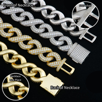 Collier en Moissanite de Luxe, Large Diamètre, Argent Sterling 925, Qualité VVS Chaîne cubaine en moissanite couleur DEF, bijoux hip-hop
