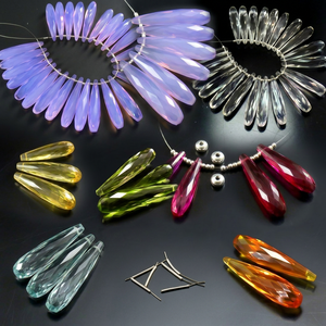 Perles de quartz en verre facetté de 35 mm, en forme de goutte allongée, paires assorties, pierres précieuses en vrac pour la fabrication de bijoux (boucles d'oreilles) - Product Image 2