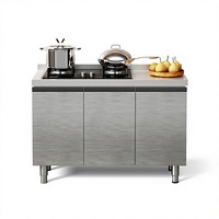 Armoires de cuisine modernes haut de gamme en acier inoxydable, modulaires, ignifuges, écologiques, anti-rouille, à texture métallique, à une seule ligne