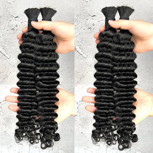 Venta <span class=keywords><strong>Caliente</strong></span> de Fábrica: Cabello Humano Virgen Brasileño 100% para Trenzas Boho, Ondulado Profundo, Natural, Doble Trama, Sin Trama, Cabello Humano a Granel - Product Image 1
