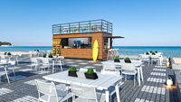 Conteneur entièrement assemblé 20 pieds High Cube, bar de plage, vente chaude, conteneur pliable pour bureau
