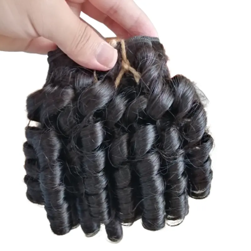 New styles fumi hair egg curl pixie curls human hair weave bundles with closure mink virgin Brazilian human hair extension