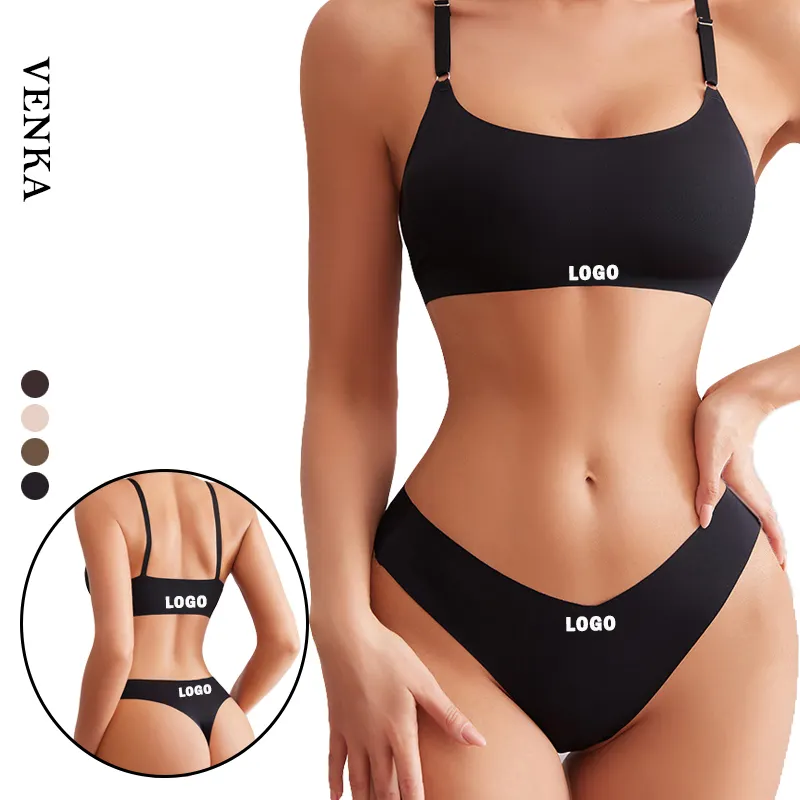 2023 Damen Ungefüttertes Unterwäsche set Bügel frei Atmungsaktiv Sexy Trace less No Padded Einteiliges Dessous-Unterhemd-BH-Set