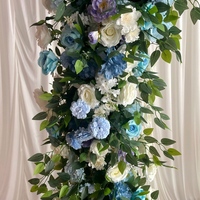 Gapura Bunga Bundar Buatan Seri Greem, Dekorasi Latar Belakang Bunga Mawar Sutra dan Hydrangea untuk Upacara Pernikahan, Acara, dan Panggung