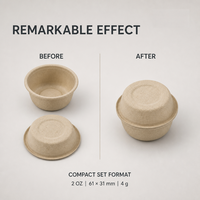 Gobelet à sauce en bagasse de canne à sucre compostable de haute qualité, 2 oz, avec couvercle, pour la restauration à emporter, directement de l'usine