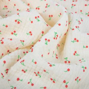 Tela de crepé de algodón puro de los años 40 para niños, ropa de dormir, doble capa, arrugada, suave, crepé de bebé, gasa estampada, tejido peinado - Product Image 2