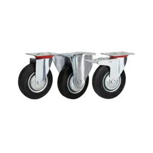 Industrial 3/3.5/4/5/6/8 Inch Rubber Caster Wheels Manufacturer's Plate Casters with Stem Type for Trolleys and Industrial Use