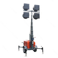 Tour d'éclairage mobile portable à levage manuel pour éclairage d'urgence avec lampes LED / lampes au halide métallique pour zones minières / chantiers de construction