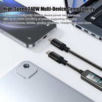 Neuheiten 240W USB-C-Kabel Hochgeschwindigkeits-Ladekabel Typ C zu Typ C Datenkabel mit TFT-Farbdisplay