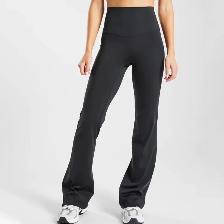 Logo personnalisé de vente en ligne Leggings évasés de gym pour femmes Leggings respirants en nylon spandex à séchage rapide