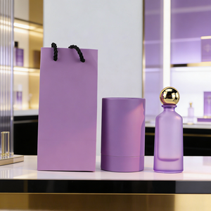 ขวดน้ำหอมดีไซน์พิเศษ 50 มล. สีม่วง สำหรับผู้หญิง ขวดแก้วเปล่าสำหรับบรรจุน้ำหอม พร้อมกล่องของขวัญและถุงช้อปปิ้ง - Product Image 5