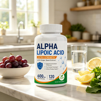 120 Capsules d'Acide Alpha-Lipoïque 600mg avec Extrait de Pépins de Raisin pour le Soutien Antioxydant et l'Énergie Cellulaire – Personnalisation OEM