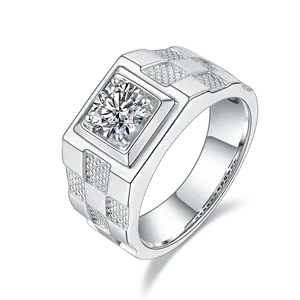 NINE'S Sterling Silber Schmuck Labor Edelsteine S925 D Farbe VVS Moissan ite 1ct Karat Diamantring Hochzeit Gold Weißgold Herren ring