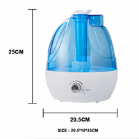 Humidificateur électrique ultrasonique classique 2,5 L en plastique, diffuseur d'aromathérapie à brume froide, veilleuse, faible bruit, pour hôtel et bureau