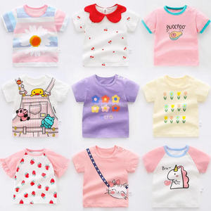 Verano 2023 Nueva <span class=keywords><strong>camiseta</strong></span> para niñas, Top de algodón de manga corta para niños - Product Image 1